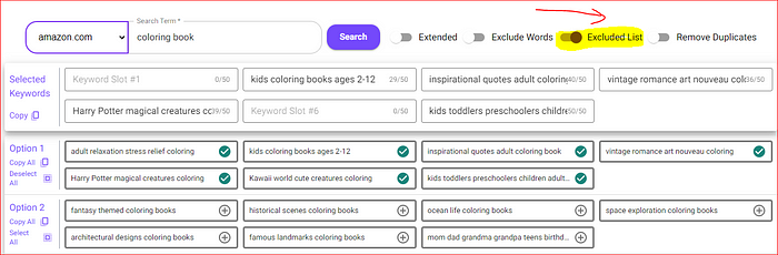 list of excluded kdp keywords for backend slots