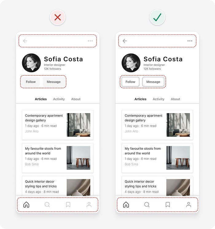 UI design tips example with sufficient 3:1 contrast applied