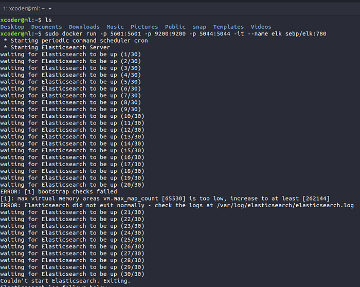 docker elk stack error