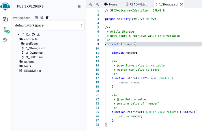 Remix Solidity hello world