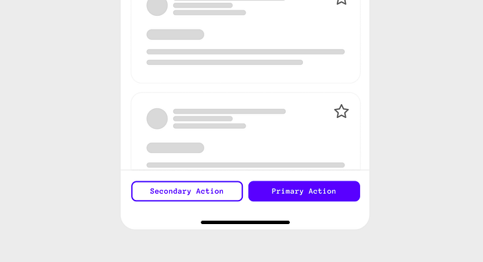 card showing a primary button on the right and secondary on the left
