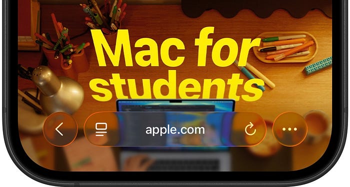 Compact tab layout in iOS 26 Safari
