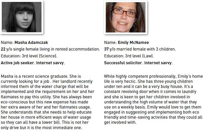 Water Whys Personas in Detail — Design A Digital Product For Sustainability by Paul Myers