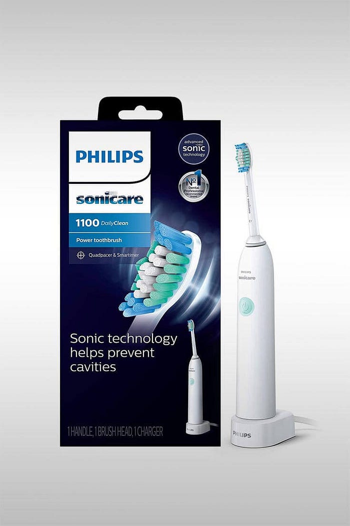 Sonicare DailyClean 1100 Rechargeable Electric Toothbrush (HX3411/04) — Image Credit: Philips