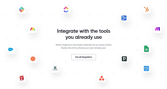 Native integrations and modern webhooks let you easily connect Dripify with all the software your team already uses