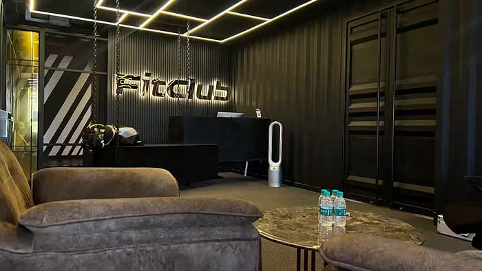 fitclub Fitclub reception — the best gym in Gurgaon with a modern, premium vibe.