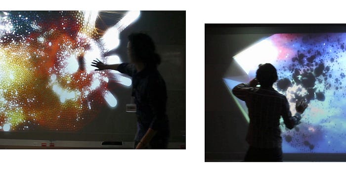 Pictures of the Aether generative installation, created by Thomas Sanchez and Gilberto Castro in 2014.