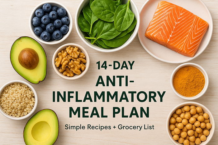 Simple 14-Day Anti-Inflammatory Meal Plan with Recipes and Grocery List Simple 14-Day Anti-Inflammatory Meal Plan with Recipes and Grocery List
