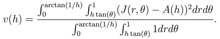 Equation for variance of the infintesimal area