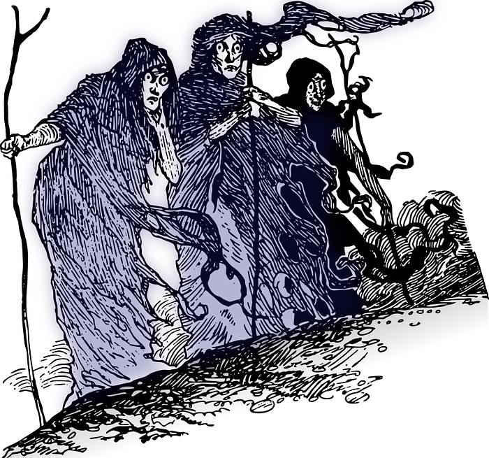 Classic image of the three witches