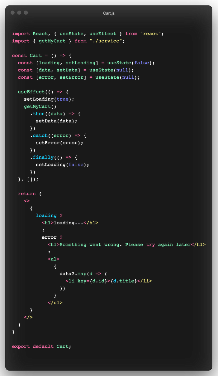 Cart Component using React functional component