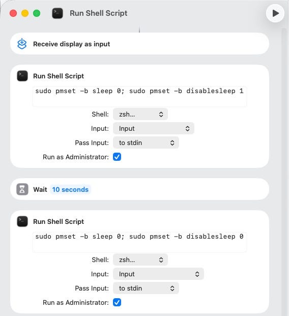 Shortcut that lets users use clamshell mode when their Mac’s not plugged in