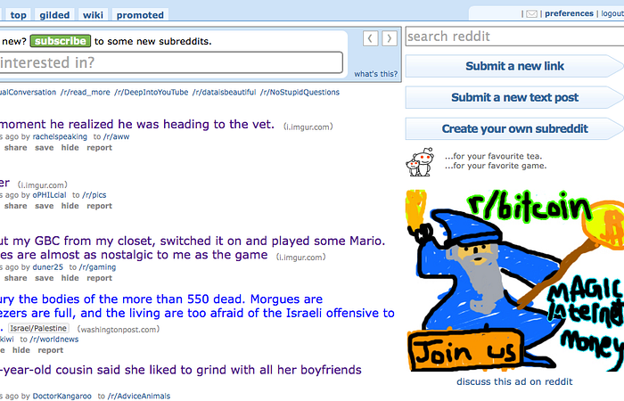 Bitcoin ad on Reddits front page