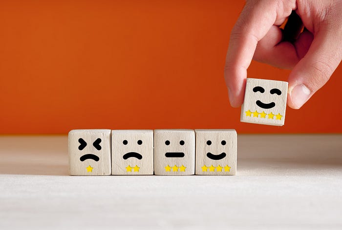 5 emojies from sad to happy