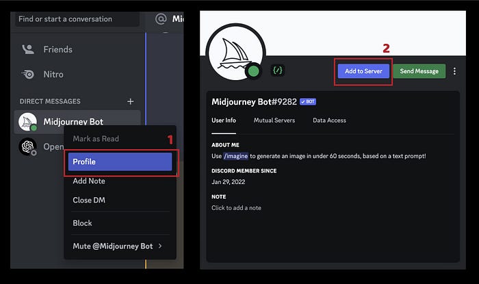 Add Midjourney bot to your server