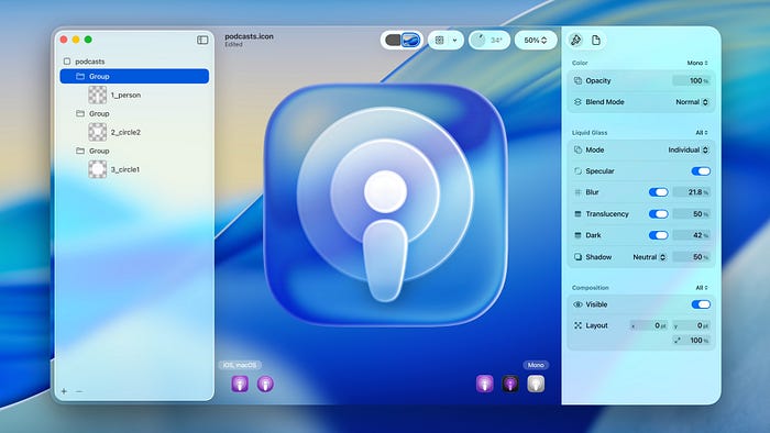 An Icon Composer screen.