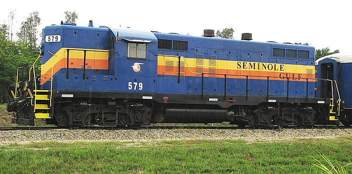 File: GP9.jpg. Description English: An EMD GP9 of the Seminole Gulf Railway — Fort Myers, Florida, Author Harvey Henkelmann. The copyright holder of this file, Harvey Henkelmann, allows anyone to use it for any purpose, provided that the copyright holder is attributed. Redistribution, derivative work, commercial use, and all other uses are permitted. Attribution: Harvey Henkelmann