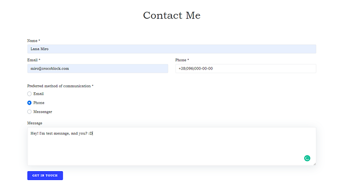 test wordpress contact form