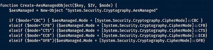 AES modes in the script