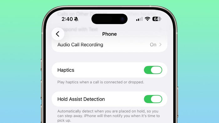 Disabling call haptics in iOS 26.1