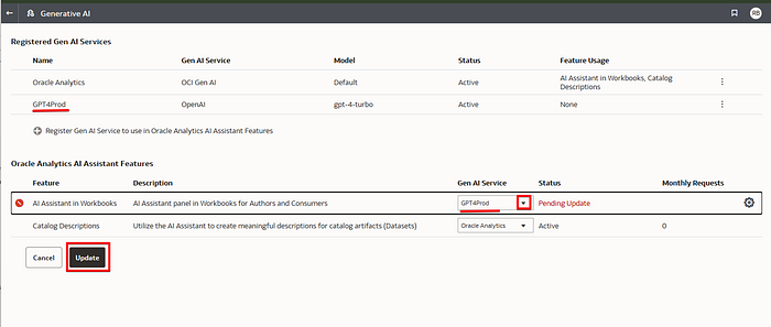 Select the LLM and update