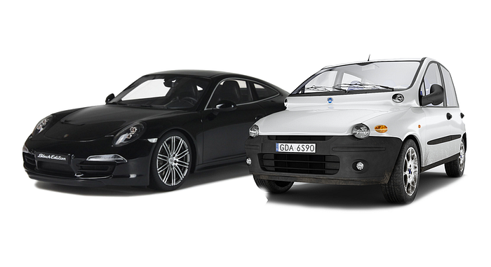 Porsche vs Fiat Multipla