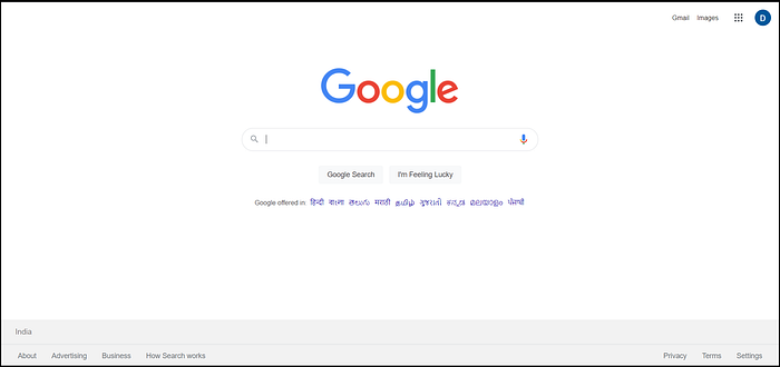 screenshot of google search page