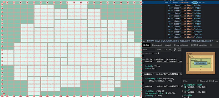 CSS grid in Chrome DevTools