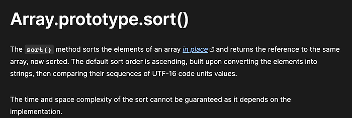 Explanation of Javascript build-in sort() from MDN