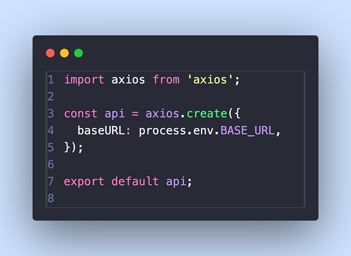 Creating api instance using axios