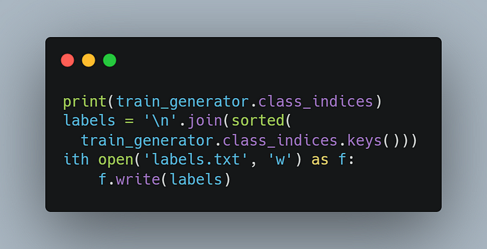 Code Cell 3: Creating a labels.txt file to hold all our labels (names of animals)