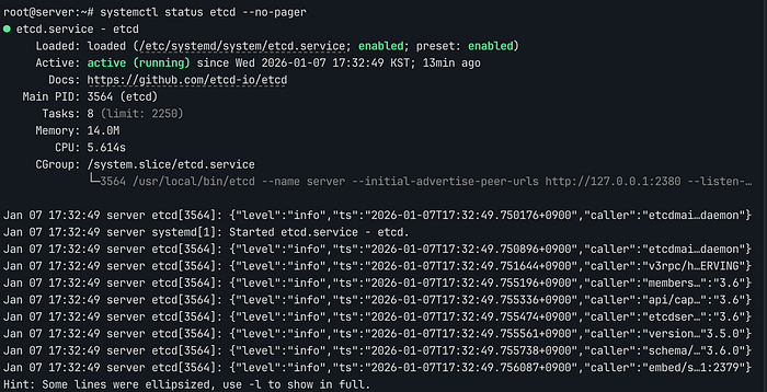 systemctl status etcd