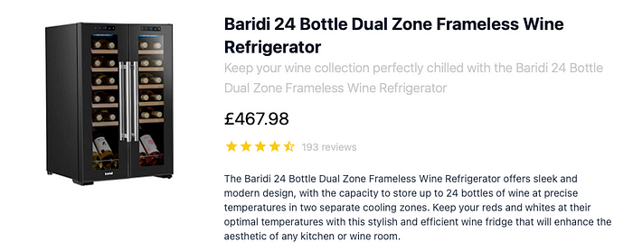 Baridi 24 Bottle Dual Zone Frameless Wine Refrigerator