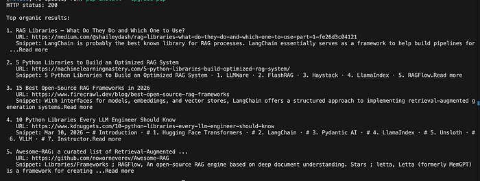 Transforming fresh search results into a lightweight RAG context block