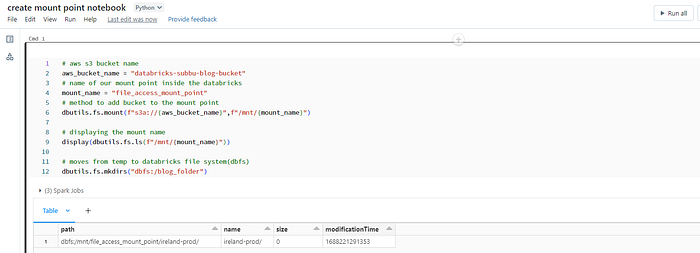 Create mount point notebook