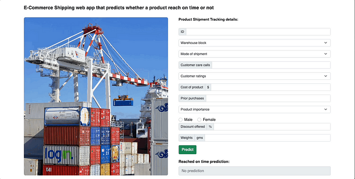 e-commerce shipping web app screenshot