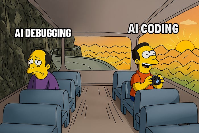 AI coding vs AI debugging meme