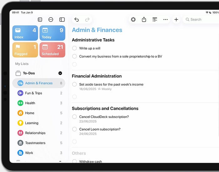 Auto-categorizing reminders in iOS 26