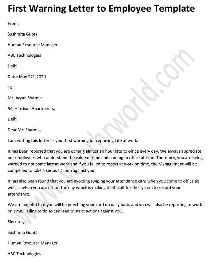 First Warning Letter To Employee Template By YourHrWorld Medium