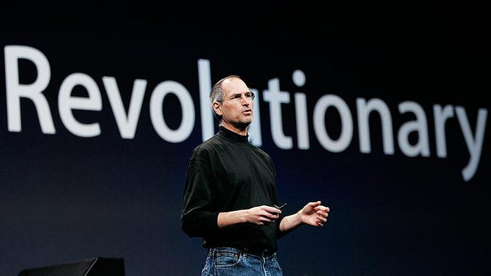 Apple disrupted multiple industries (steve jobs on stage)