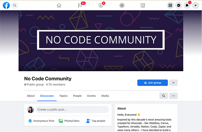 No Code Community Facebook Groups