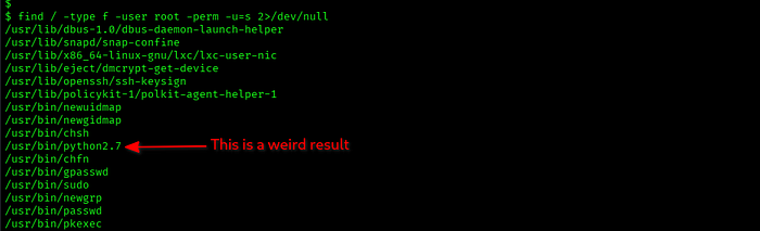 results of last find command