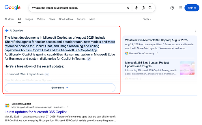 Google AI Overview example. Image by Jim Clyde Monge