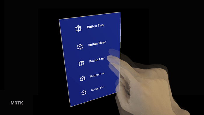 Example of a menu in MRTK