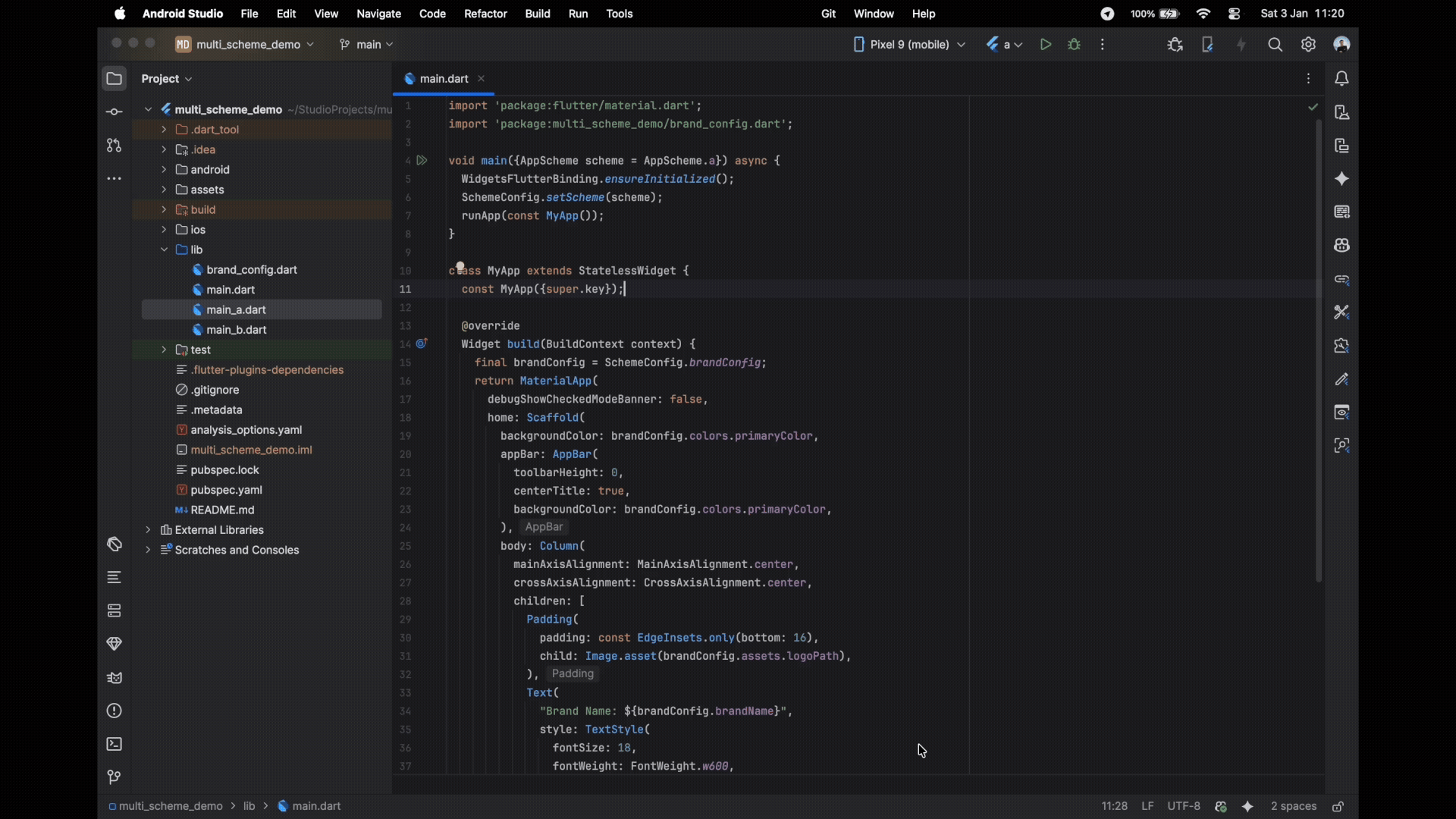 testing final config and setup in android