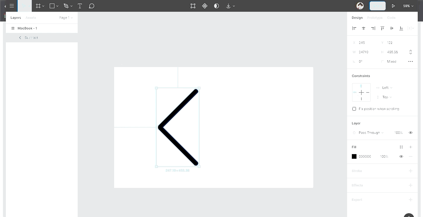 Part 2: A GIF showcasing how you can create a code icon in Figma.