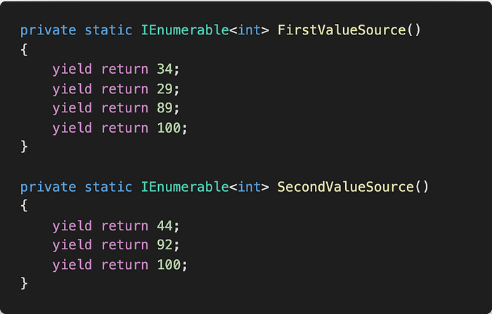 The Iterators FirstValueSource and SecondValueSource
