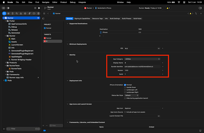 after creating new runner, you need to fill identity information of new app