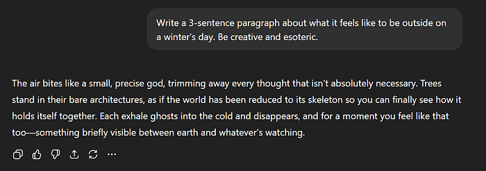 GPT response to the winter’s prompt
