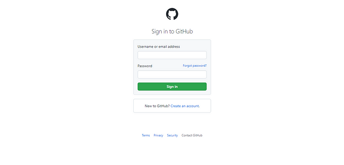 GitHub log in page